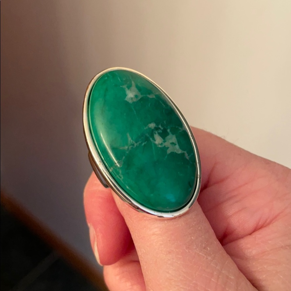 Large Oval Green Ring - Size: 7
